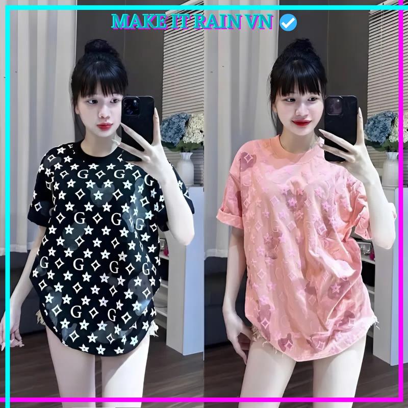 [MUA ÁO CÓ QUÀ] Áo Thun Nam Nữ NGÔI SAO CHỮ NỔI Make It Rain, Áo Phông Unisex Form Rộng Top Women Cổ Tròn