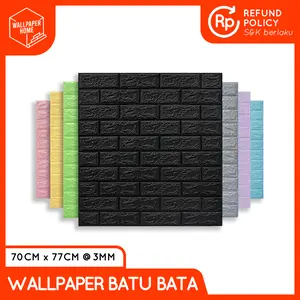 Wallpaper Dinding 3D Foam Motif Batu Bata 70cm x 77cm - Aneka Warna 3mm Tinggal Tempel