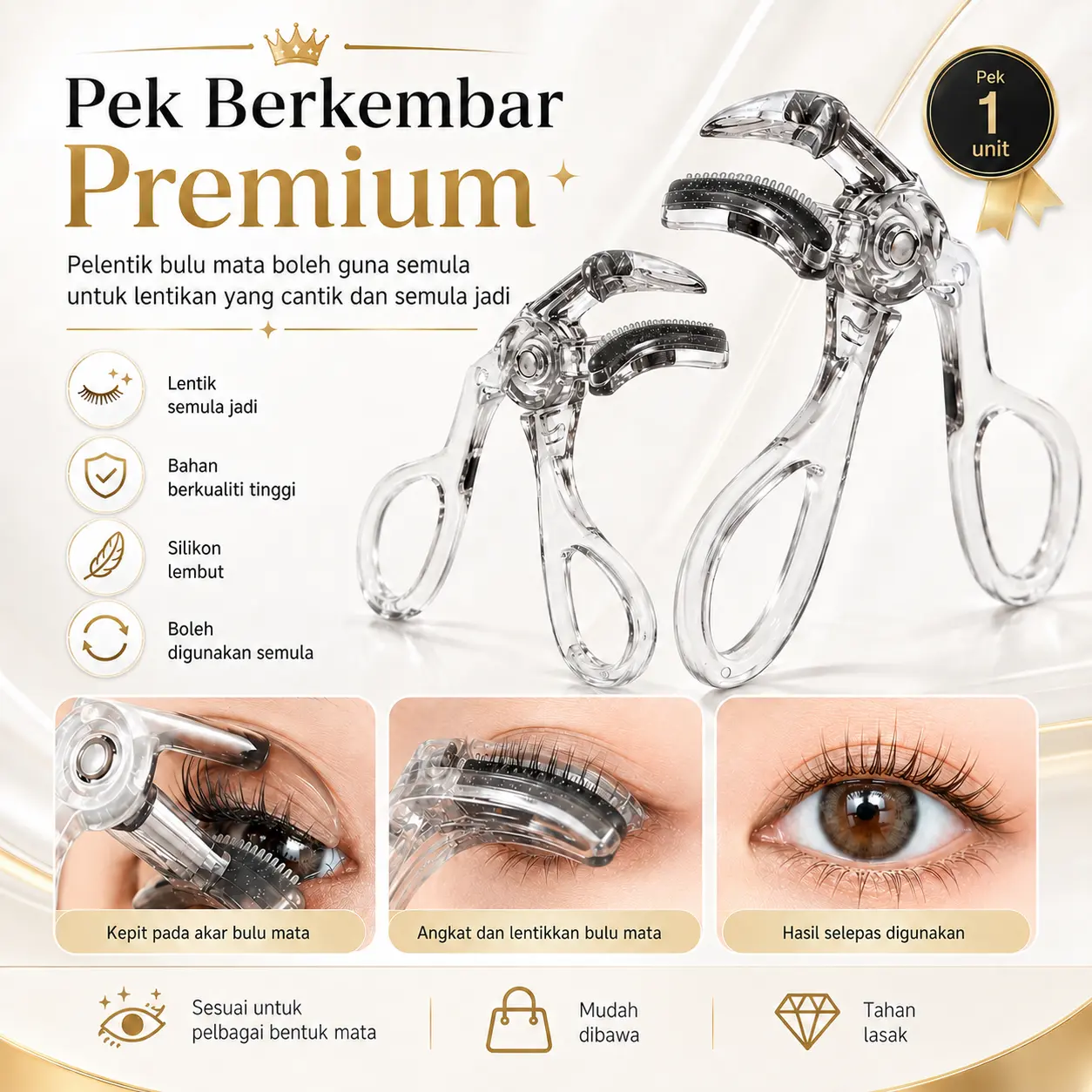 Penggelek Bulu Mata Jernih Berus Tanpa Bingkai Sudut Lebar Bentuk Bunga Matahari, Mudah Alih Manual, Sesuai Pemula Tidak Cubit Kelopak Mata, Boleh Guna Untuk Bulu Mata Palsu & Poni