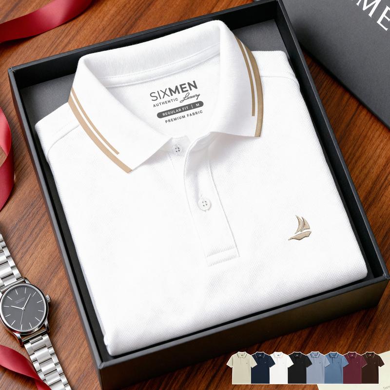 Áo Polo nam cao cấp cổ bẻ Tặng Hộp Gói Quà Xịn Galio Polo SIXMEN vải cá sấu cotton CVC Thoáng mát Menswear Shirt Ngắn Tay Có Cổ