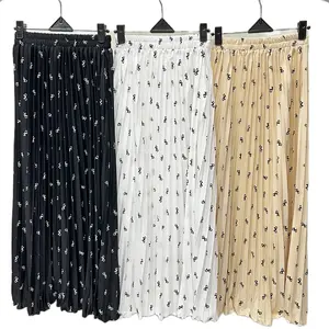 Rok Plisket Panjang Wanita Muslim Dewasa Motif Pita