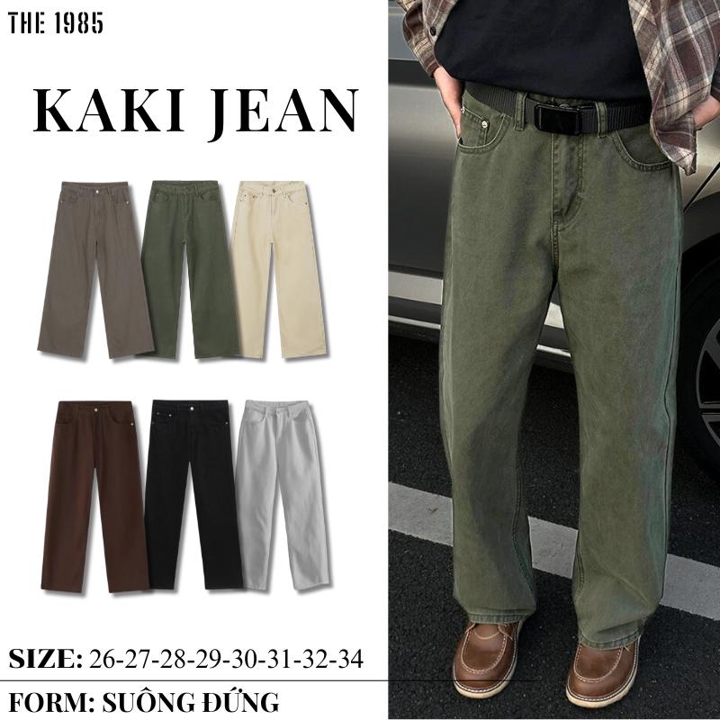 Quần Kaki Denim 6 màu form suông ống đứng ôm nhẹ dày dặn nam nữ hàng cao cấp vải mềm