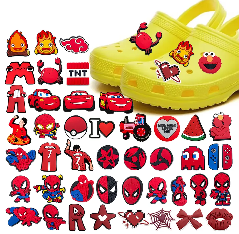Serbaguna 1PCS PVC DIY Kartun merah imut-imut Pola Aksesoris Sepatu Sandal pin Sepatu Tempelan