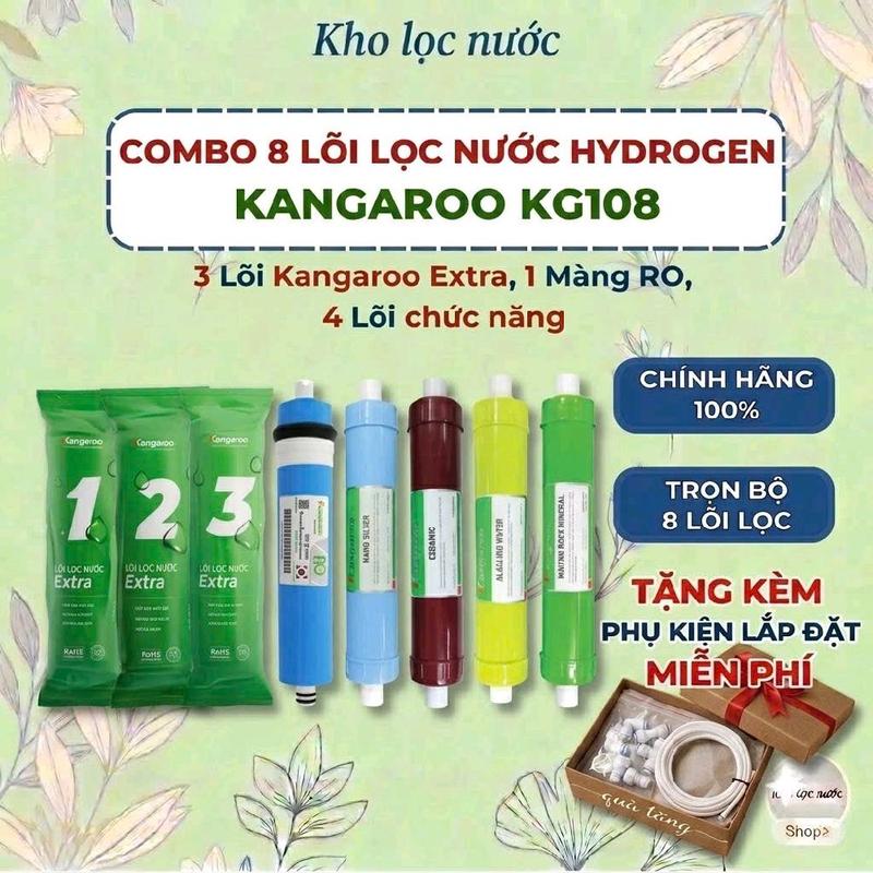Combo 8 lõi lọc nước Kangaroo thay cho mẫu KG108( 123 extra + RO + 4 lõi chức năng)