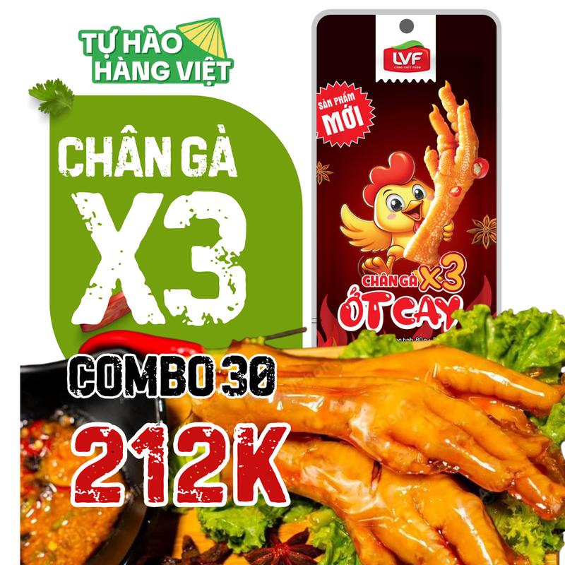 Combo 30 Chân gà Ớt Cay X3 3 Chân 1 bịch