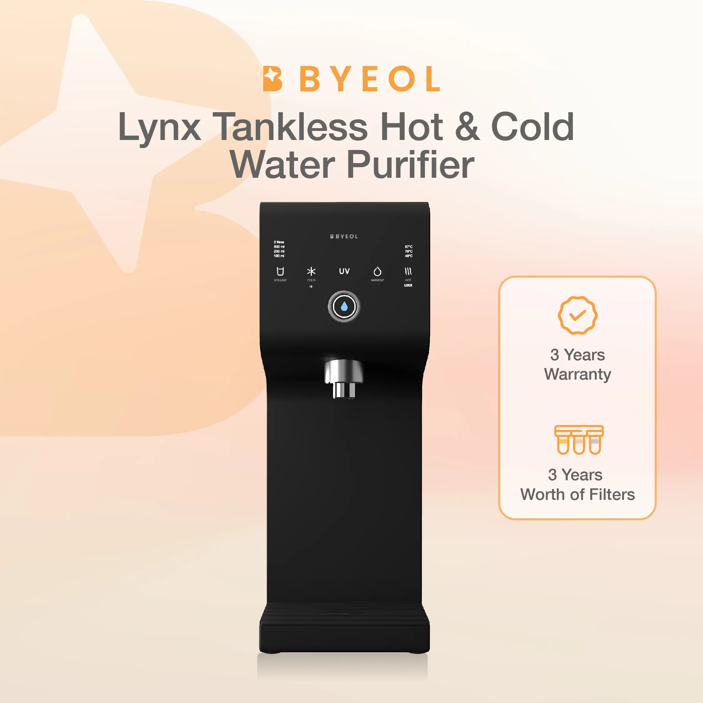 BBYEOL | Lynx Tankless Hot & Cold Water Purifier | ElectroGuard Technology | Water Dispenser