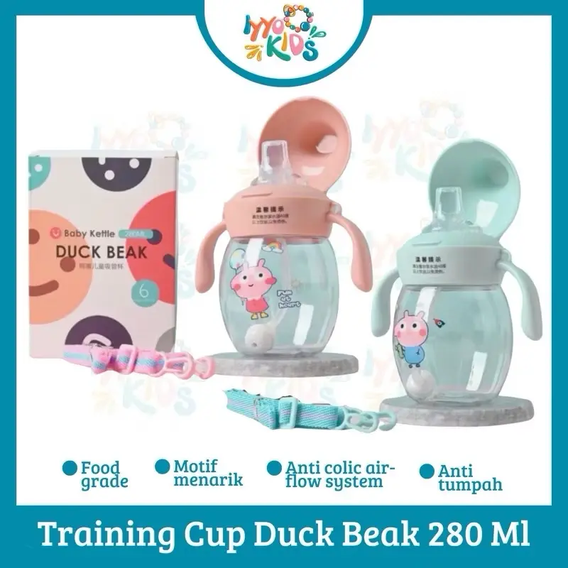IYYO KIDS | BT07 Botol Minum Anak Training Cup Bayi Lucu / Botol Minum Baby Kettle Duck Beak / Botol Minum Bayi 280ML BPA FREE