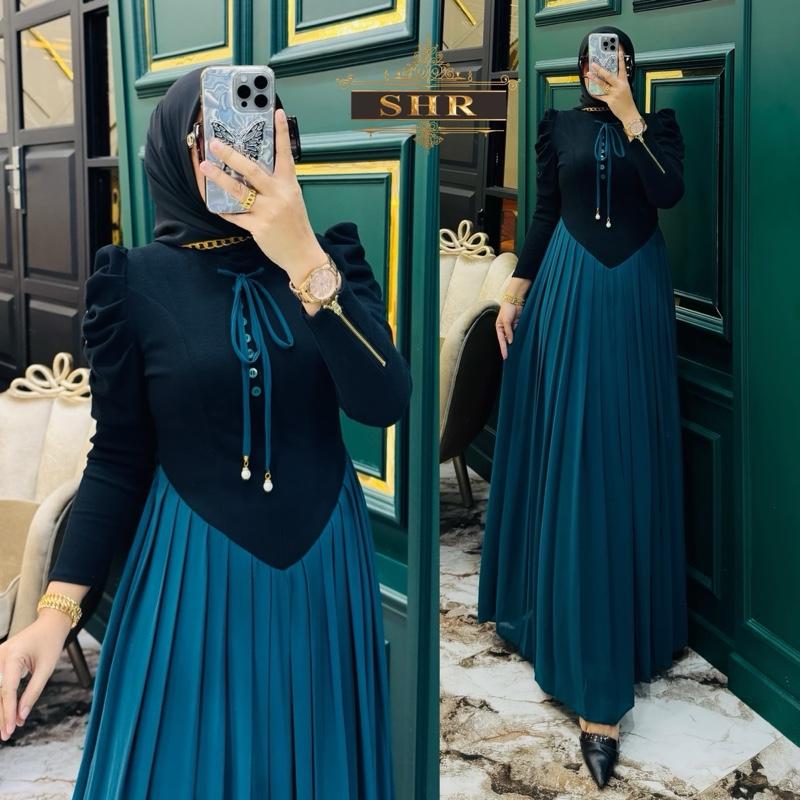 Dress SHR Premium Rajutan LD100/120 PB 140 Model Dada Full Muslim Melar - Formal, Gamis 2