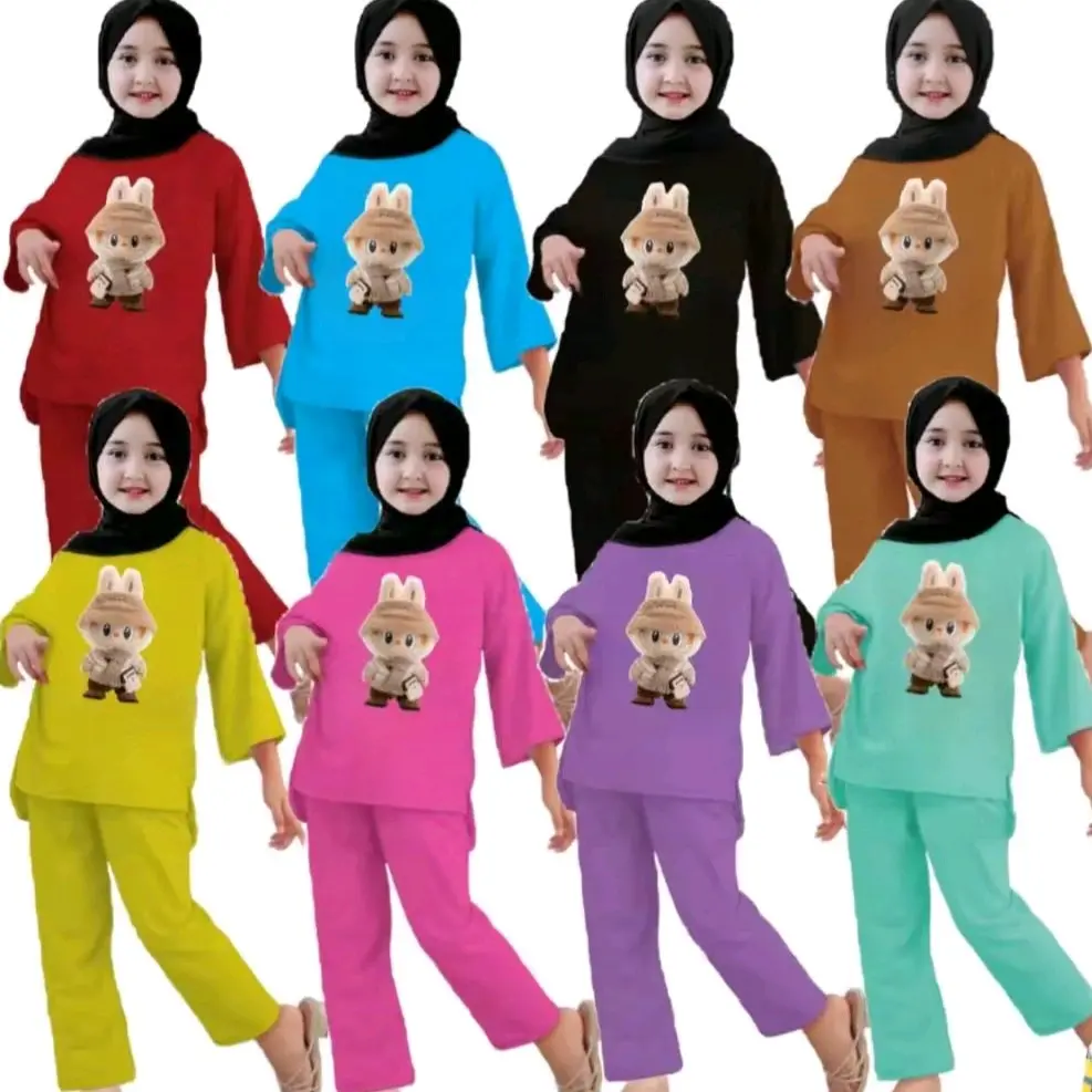 Baju setelan anak perempuan labubu lengan panjang baju Celana anak perempuan Fashion