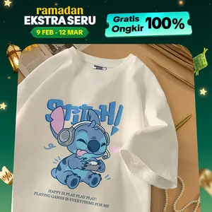 Tshirt Kaos Wanita Cartoon Cute Stitch Graffiti Lengan Pendek | Bahan Cotton Spring New Korean Shirt
