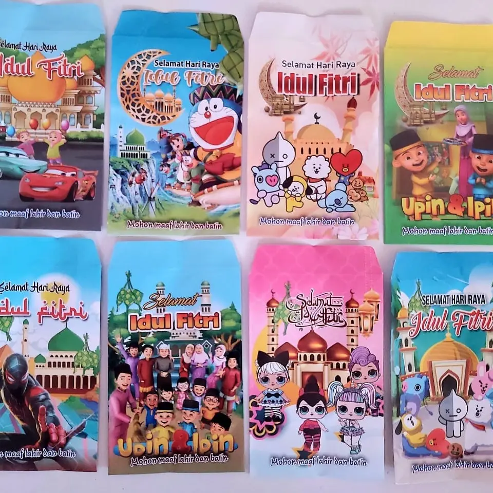 AMPLOP LEBARAN ISI 100 PCS 50 PCS DAN 20 PCS MOTIF DAN KARAKTER (RANDOM)