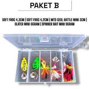 PAKET 5PCS UMPAN CASTING GABUS DAN TOMAN + BOX. UMPAN CASTING GABUS DAN TOMAN. WARNA DIKIRIM RANDOM