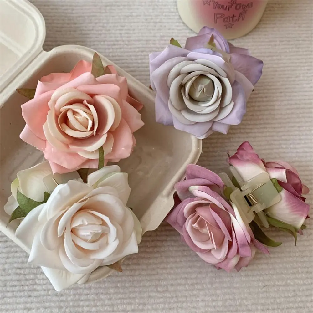 Fashion Peony Flower Flower Hair Claw Cloth Shark Clip Rose Hair Clip Grab Clip Headdress Large Shark Clip Daily