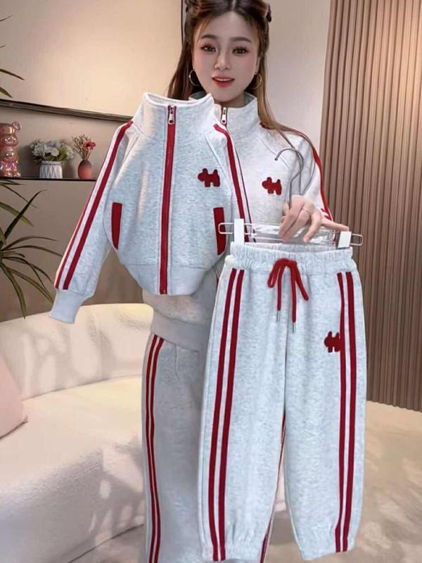   MÂY KID  Bộ quần áo nỉ mẹ và bé thêu hình con chó HÀNG KHÓA chất nỉ bông tàu mềm mịn mặc mùa thu đông có size 10-70kg 