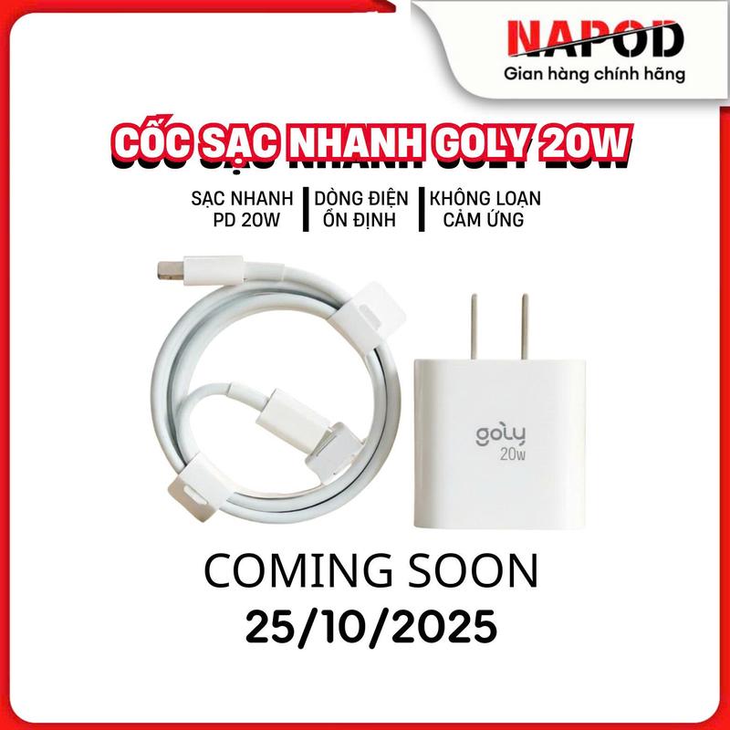 DCK - NAPOD Bộ sạc nhanh GOLY C205L sạc nhanh PD 20W 3A truyền dữ liệu từ Type-c sang IP kèm dây sạc nhanh 1m