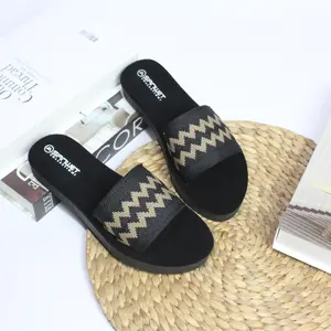 Sandal Flat Wanita Dewasa Selop Rajut Turki Zigzag Tanpa Hak Sendal Kekinian Terbaru Cewek
