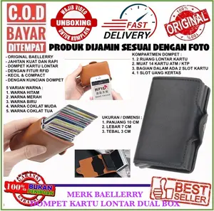 IMPOR BAELLERRY K9121 DOMPET KARTU LONTAR PRIA WANITA DOUBLE BOX FITUR RFID ANTI PENCURIAN DATA KARTU
