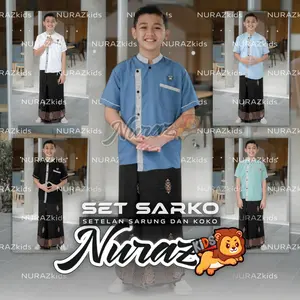 ( 3 IN 1 ) NURAZ KIDS Promo Murah Langsung Kirim Paket  Lengkap  Sarkoci Laki-Laki Sarung Koko Peci Ukuran M L XL XXL Usia  1- 10 Tahun Anak Nyaman Muslim Baju Pendek Panjang Batik Motif