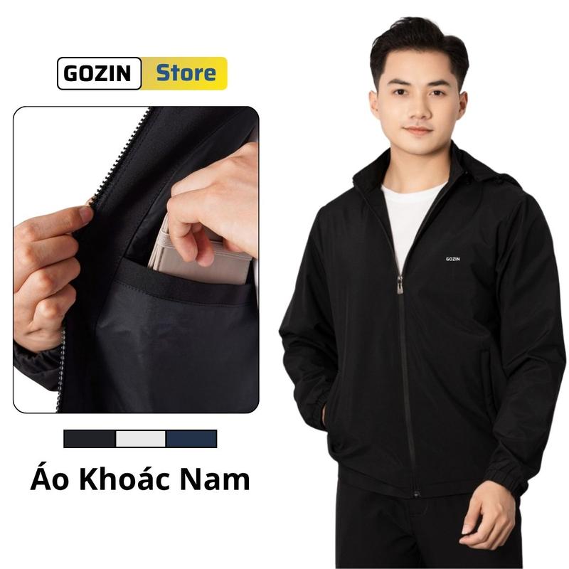  Áo khoác gió nam GOZIN STORE có mũ cao cấp 2 lớp chất liệu gió tráng bạc chống tia UV chống nắng ngăn gió -JA07 Menswear 