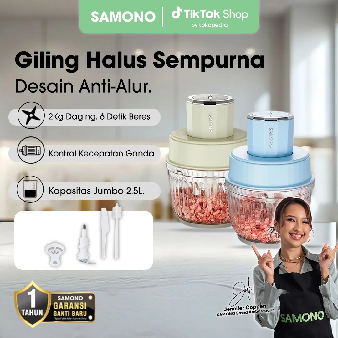 (LIVE)- Samono 2.5L Chopper [SW-CG350] Penggiling Daging Penghalus Makanan dan Bumbu Garansi 1 Tahun Pisau Stainless Wadah Mesin