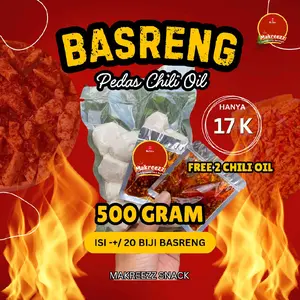 500gram Basreng Chili Oil Pedas Kering 20 Biji Camilan Makanan Spicy Snack - Food