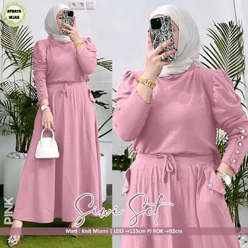 Siwi set bahan kaos premium aksen kancing fariasi Baju Muslim 1