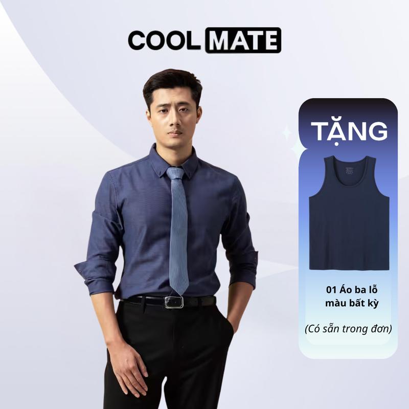 [TẶNG 01 Áo ba lỗ] Áo Sơ Mi Dài Tay Premium Dobby Cotton - Chống Nhăn - Kháng khuẩn - Coolmate