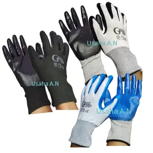 Sarung tangan 12 pasang GEKKO GRIP warna putih lapis karet melindungi tangan saat bekerja berat/dan berkebun