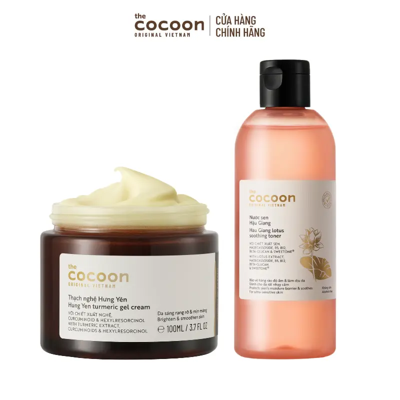 Ảnh đại diện COMBO 1 Bigsize - Thạch nghệ Hưng Yên làm sáng da và mờ thâm Cocoon 100ml + 1 Bigsize Nước sen Hậu Giang (toner) 310ml