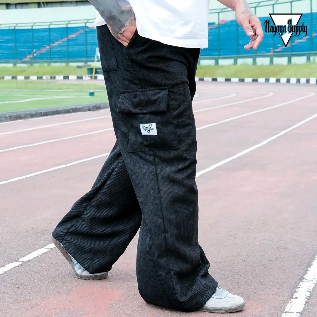 Nagoya Supply Corduroy Celana Kulot Cargo  Panjang Unisex Pria & Wanita Cargo Pants Corduroy Model Oversize Outfit Cowok Skenna Terbaru Celan Corduroy Distro