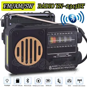 TERLARIS~Radio Internasional YN-2313BT FM/AM/SW Portable Radio Bisa digunakan Untuk Speaker Bluetooth Dan Senter Radio Retro Portable 8 Band