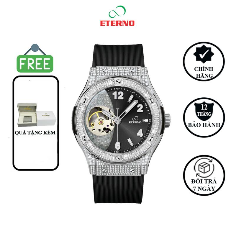 Đồng Hồ Cơ Nam ETERNO E25-0058 Automatic Dây Silicon Cao Cấp Đính Đá Sang Trọng