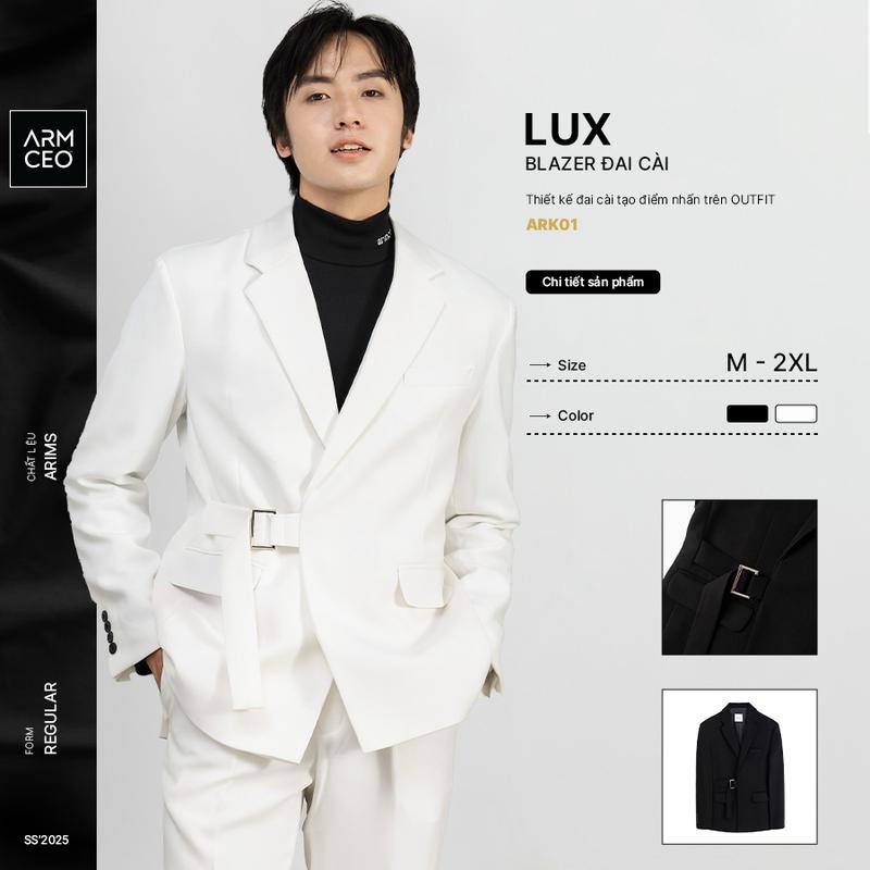 Áo blazer nam nữ cao cấp LUX thương hiệu ARMCEO đai cài, có đệm vai, form chuẩn Hàn Quốc -ARK01