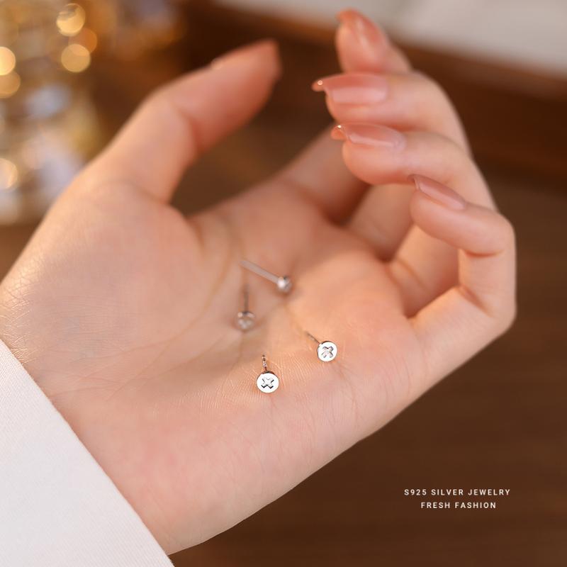 Bông Tai Đinh tán Đơn Vít, Thiết Kế Đơn Giản, Chất Liệu Bạc Sterling 925, Dành Cho Nữ, Trang Sức Thời Trang, Thích Hợp Để Đeo Hàng Ngày, E4179 2