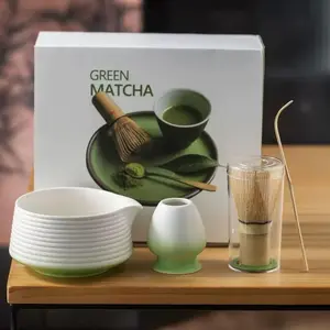 Set Peralatan Upacara Teh Jepang Matcha Paket Mangkuk Matcha Sikat Set Alat Kuas Bambu Peralatan Teh untuk Rumah dan Memanggang
