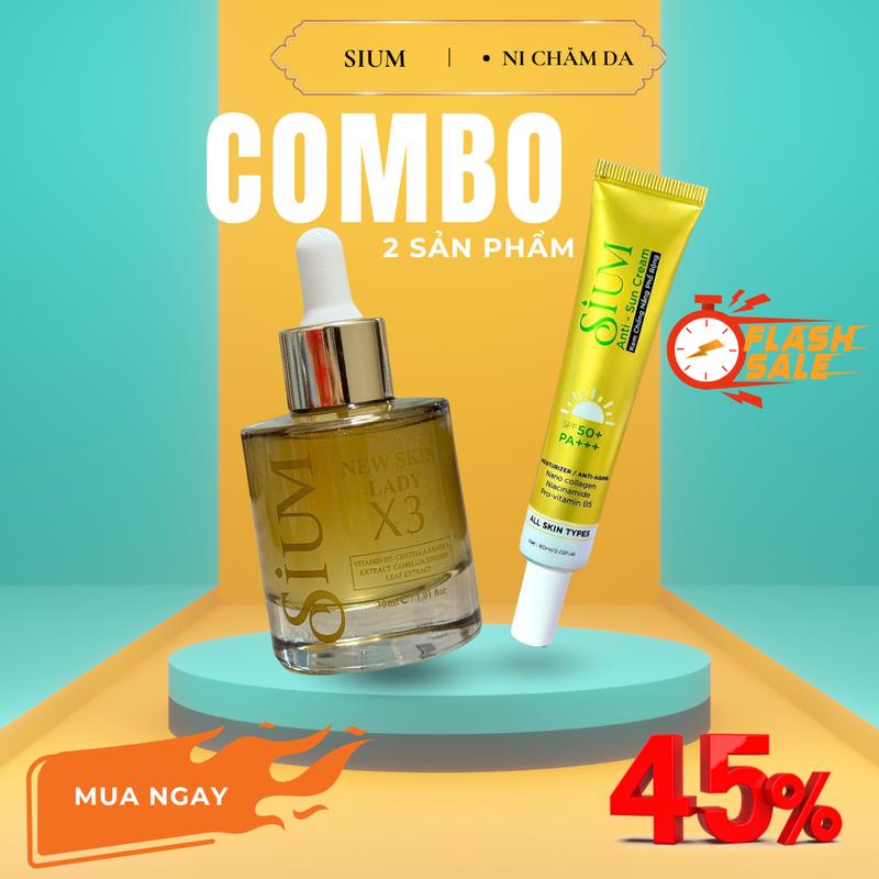 Combo 2 Sản Phẩm: Kem Chống Nắng + Serum Dày Da - Hỗ Trợ Phục Hồi Mỏng Đỏ - Bảo Vệ Da Khỏi Ánh Nắng Mặt Trời