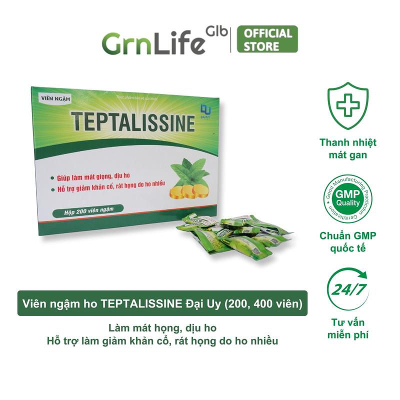  Viên ngậm giảm ho TEPTALISSINE Đại Uy - Giảm đau rát họng ho có đờm khản tiếng - Hộp 200 400 viên 