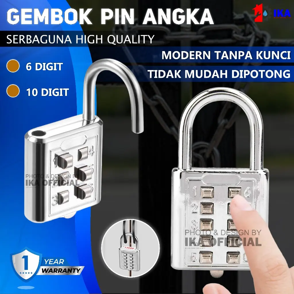 Gembok Nomor 10 Digit / Kunci Gantung / Gembok Angka 40mm Gembok Baja Nomor Kode 6 Digit SIYOTA Kualitas Tinggi RMP Gembok Angka 10 Digit / Gembok Nomor ukuran 40mm/6 digit 30mm