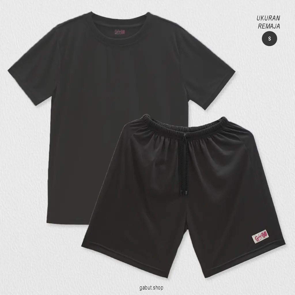 Remaja Pria Wanita Setelan Kaos Polos + Celana Kolor Pendek Abu smoke