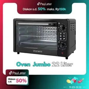 【COD】Oven Jumbo Pemanas Listrik Kapasitas 22L 2 Tingkat Low Watt Pemanggang Makanan Kontrol Cerdas Pengatur Waktu dan Suhu Dapat Tray dan Loyang Stainless Serbaguna Tipe UK OLL-52022