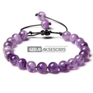 Gelang Batu Alam Kecubung / Amethys simbol ketenangan dan penyembuhan  batu alam 8mm