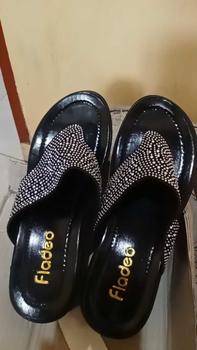Product Review of Sandal Wedges Wanita Kekinian/ Sandal Wedges Wanita Model Jepit Manik-Manik Terbaru from F**i i**i 1