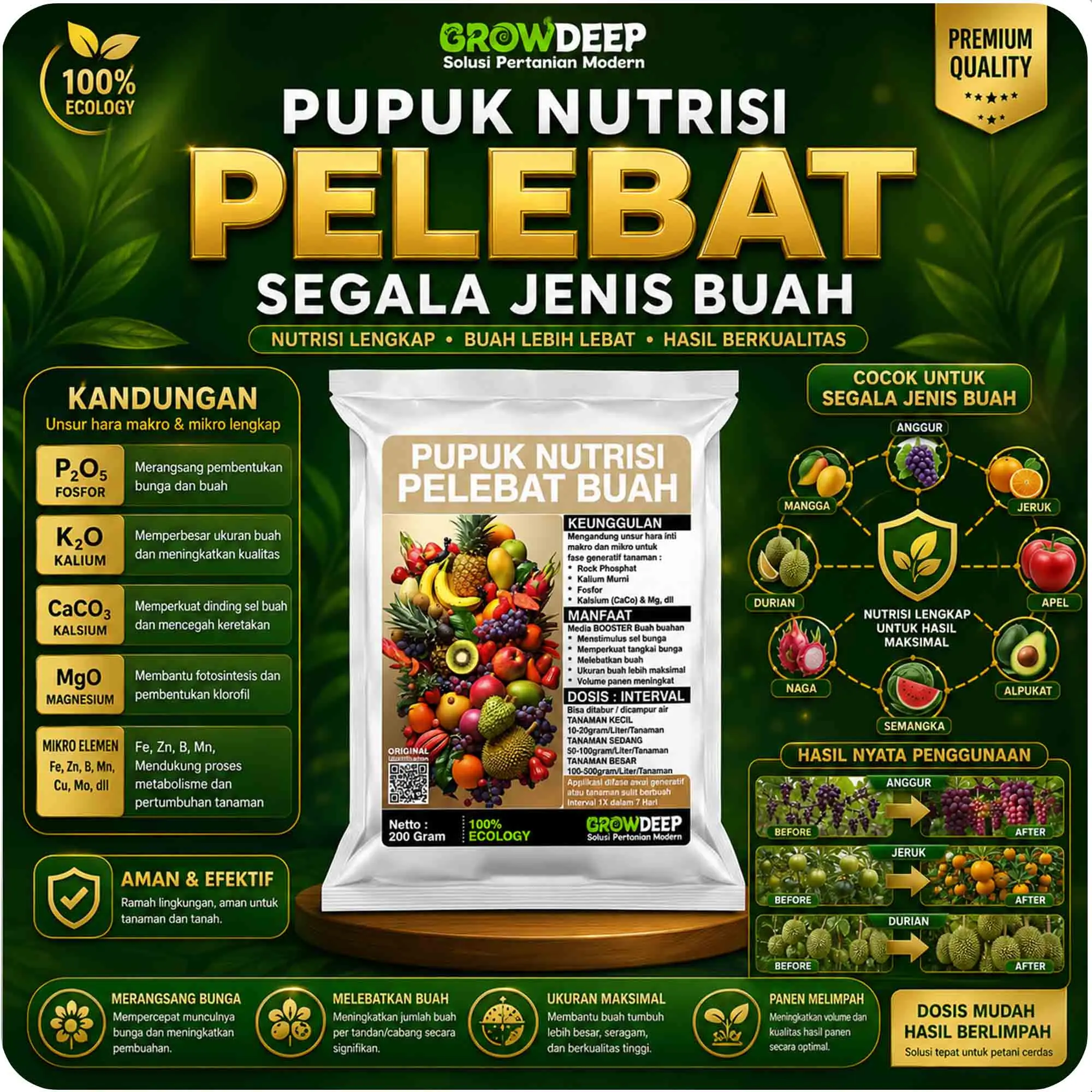 Pupuk Pelebat Semua Jenis Buah Buahan - Booster Organik Buah