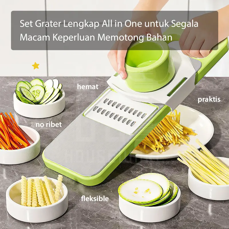 HUGO Parutan Serbaguna 8 in 1 Parutan Sayur Buah Multifungsi Vegetable Cutter Premium Stainless Steel 1