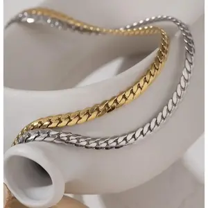 Kalung Titanium Anti Karat dan Luntur Model Sisik Naga - Silver/Gold, Panjang 50cm/60cm