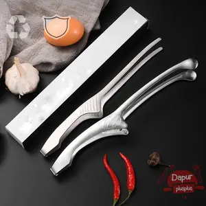 Jepitan Daging BBQ Curve Stainless Steel | Capitan Daging Pipih Bulat | Pencapit Korean Barbeque | Korea Food Tong
