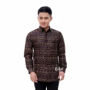 PROMO DINIE'STORE-TERBARU-KEMEJA BATIK PEKALONGAN PRIA MURAH MEWAH LENGAN PANJANG MOTIF CIBLEK-K007 Kerah Keren Nyaman Semi