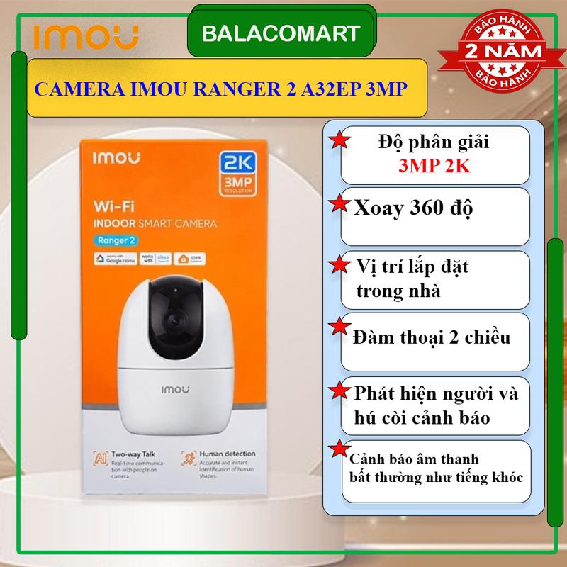 Camera imou A32EP 3MP Ranger 2 xoay 360 độ đàm thoại 2 chiều chính hãng