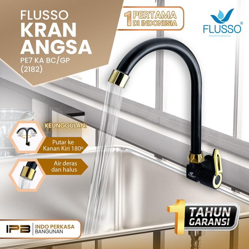 FLUSSO Kran Leher Angsa Drat Tembok 1/2 Inch Keran Air Cuci Piring Kualitas Premium | 2215 8