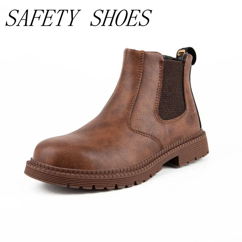 Anti-scalding safety shoes for welders High-tube tendon-soled waterproof work shoes Anti-smash and puncture-proof Labor protection shoes Lightweight wear-resistant, anti-fouling and anti-odor Steel-toe shoes Protective shoes Construction site shoes